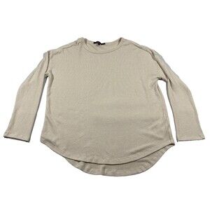 Quince Women Brushed Long Sleeve Lounge Tee Heather Oatmeal Sleeved Top Sz M